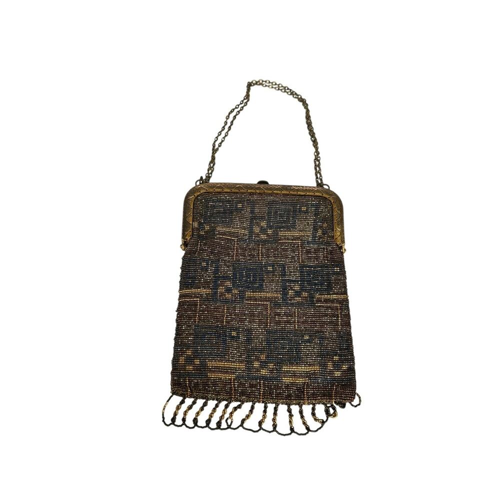 Antique French Gold & Silver Micro Beaded Flapper Purse